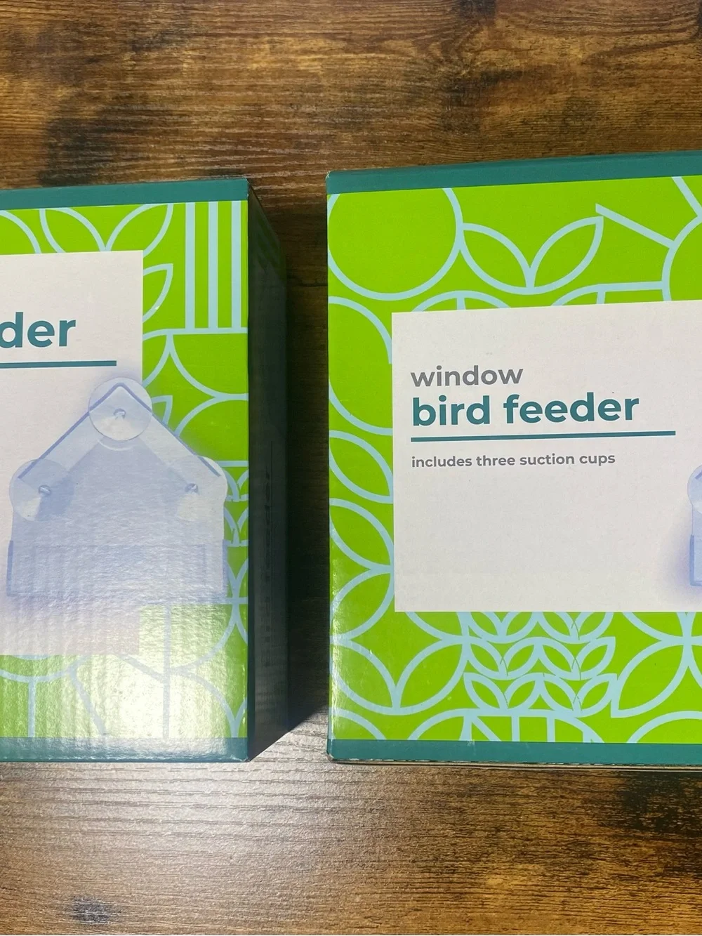 Window Bird Feeder with Suction Cups - Green - Two New In Box